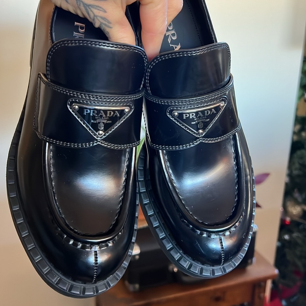 Prada brushed leather loafers. - Picture 3 of 8